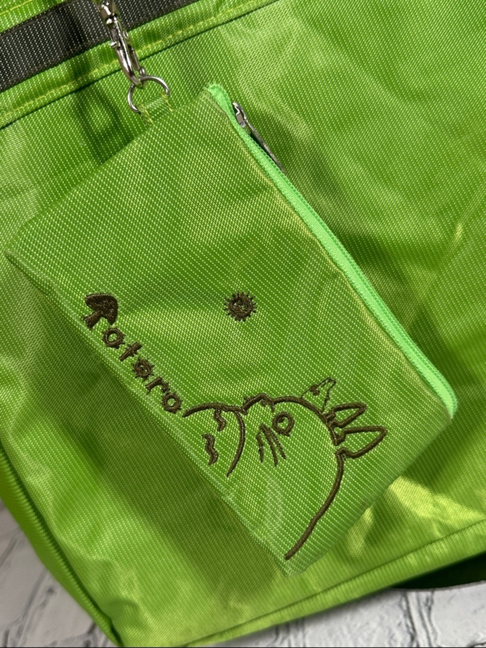 Studio Ghibli My Neighbor Totoro Green Laptop Tote Bag Anime w/ pouch embroidery - Picture 10 of 16